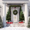 Hooseng 4 Pieces Prelit Christmas Decor Set with 180 LED Lights, Artificial Wreath, Garland and 2 Entry Trees with Red Berries and Pine Cones - 4 of 4