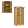 FURNIinspire Utility Storage Cabinet Wooden Outdoor Storage Cabinet Storage With Asphalt Roof 2 Wood Doors With Lock, Yellow, 38.40"*23.00"*13.40" - 2 of 4