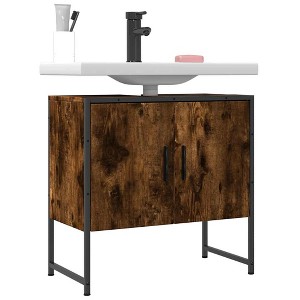 vidaXL Bathroom Sink Cabinet Smoked Oak 23.6"x13"x23.6" Engineered Wood - 1 of 4