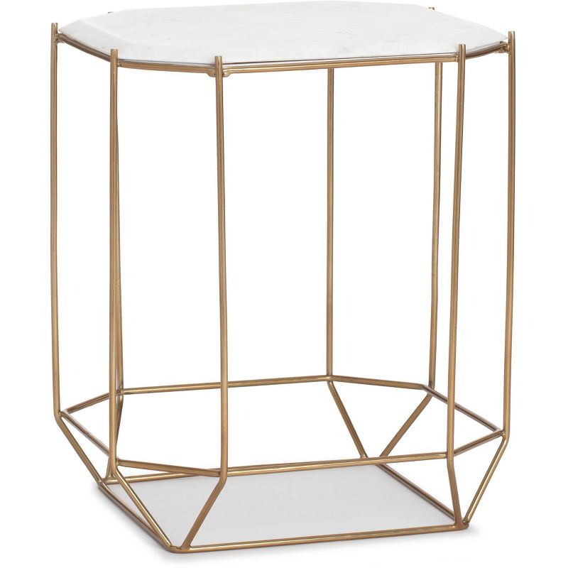 Colton Solid Marble Top Accent Table with Metal Base White/Gold - Finch, 1 of 9