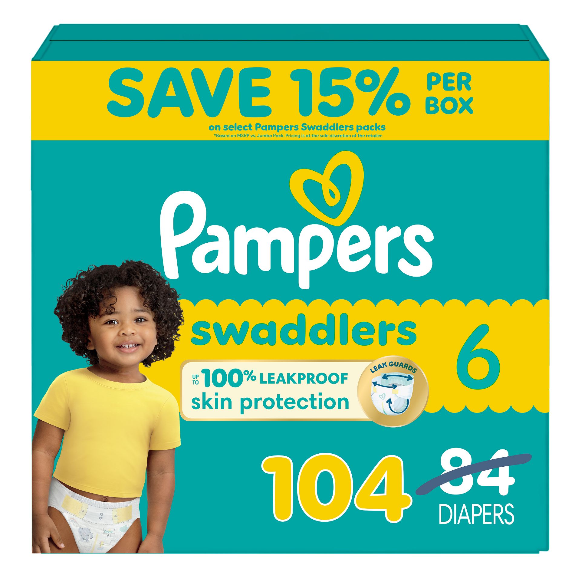 Pampers Swaddlers Sensitive Disposable Diapers - Sie 6 - 104ct