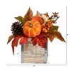 Nearly Natural 8-in Fall Pumpkin, Gourd, Berries and Pinecones Artificial Autumn Arrangement in Natural Washed Vase - 2 of 4