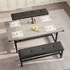 CuisinSmart Dining Table Set for 4-6, 63" Large Extendable Dining Room Table Set, Rectangle Kitchen Table with 2 Soft Benches - 2 of 4