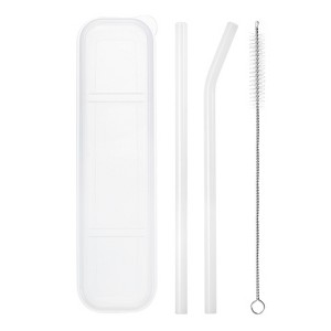 Unique Bargains Reusable Smooth Glass Straws with Cleaning Brush and Box 2 Pcs - 1 of 4