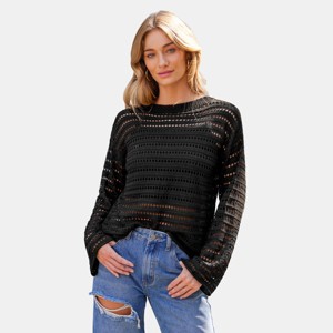 Women's Boho Chic Openwork Crochet Sweater - Cupshe - 1 of 4