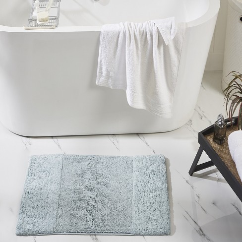 Set Of 3 Granada Collection Blue 100% Cotton Rectangle Bath Rug ...