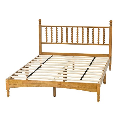 NicBex Queen Size Wood Bed Frame with Headboard,Wood Slat Support,Large Under Bed Storage,1000 Lb Capacity,Brown