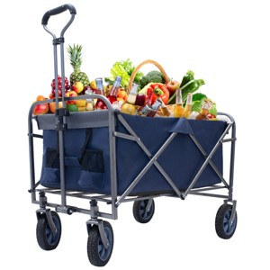 YONWAY Foldable Large Utility Shopping Wagons Carts with 4 All-Terrain Wheels 150lbs Capacity Portable for Sand,Camping Fishing,Shopping - 1 of 4