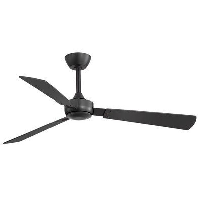 Airsurfer 52" Matte Black Propeller Ceiling Fan Without Light, Black Blades, 3-Blade, Remote Included