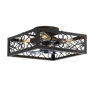 Airsurfer 16-Inch Black Farmhouse Caged Ceiling Fans with Remote - 1 of 4