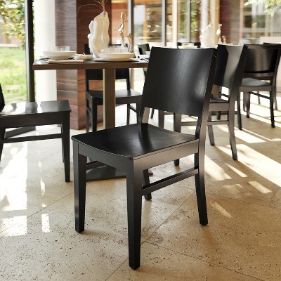Naples Black Solid Wood Dining Chairs with Panel Backrests, Set of 2