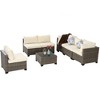 7-Piece Outdoor Patio Rattan Modular Sectional Sofa Set with Tempered Glass Coffee Table, Free Combination - 4 of 4