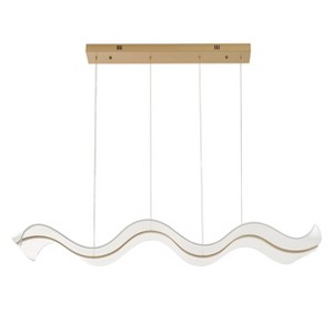 Modern Wave LED Pendant Light, Acrylic S-Curve Chandelier with Brushed Gold Canopy for Dining Room - 1 of 4