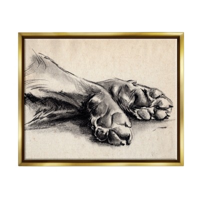 Stupell Industries Dog Paw Charcoal Design Minimal Tan Black