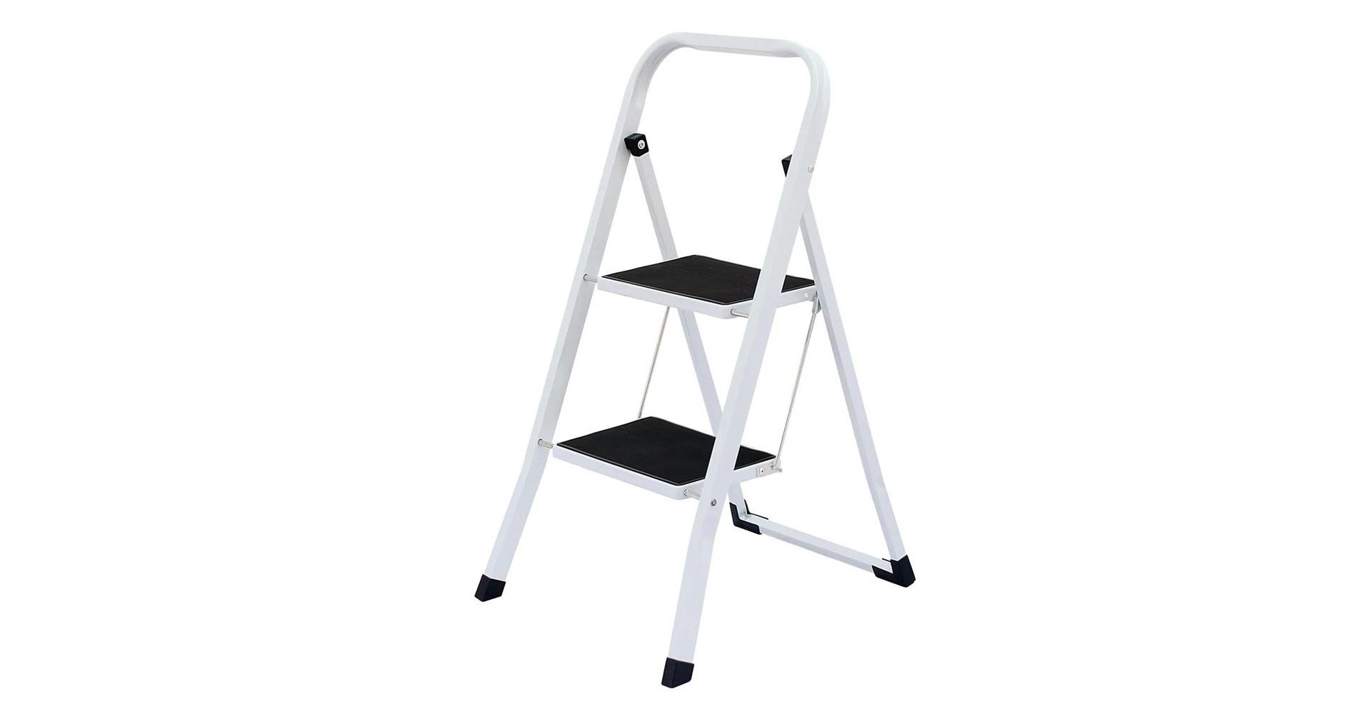 J&V TEXTILES 2 Step Ladder, Lightweight Folding Step Stools for Adults with Anti-Slip Pedal, Portable Sturdy Steel Ladder with Handrails
