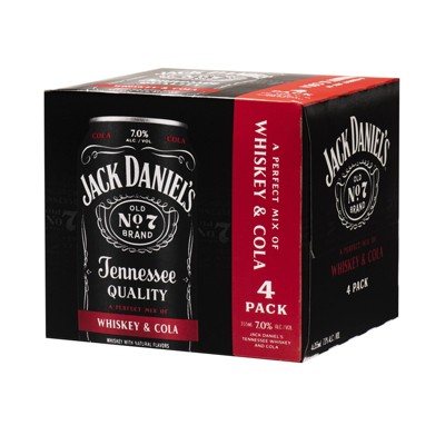 Jack Daniel's & Coke Zero 4pk 355ml Can 7% ABV