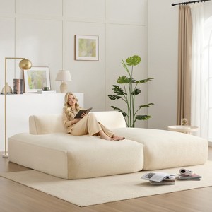 Oversized Modular Sofa Upholstered Sofa Sleeper Sofa, No Assembly Needed, Fully Compressed, Beige/Khaki/Dark Blue-ModernLuxe - 1 of 4