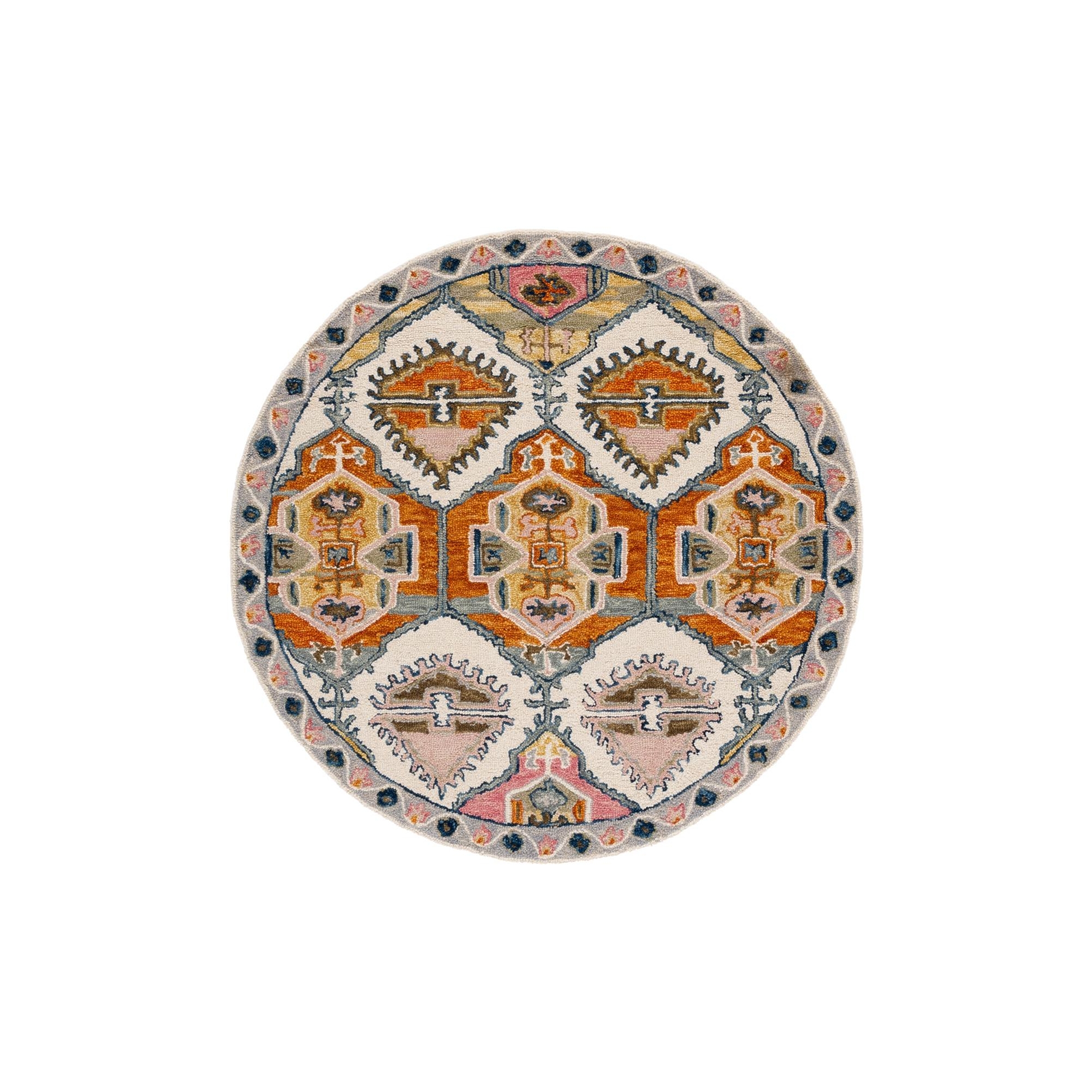 Aspen APN106 Hand Tufted Indoor Accent Rug - Red/Ivory - 5' Round - Safavieh