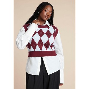 ELOQUII Intarsia Sweater Vest - 1 of 4