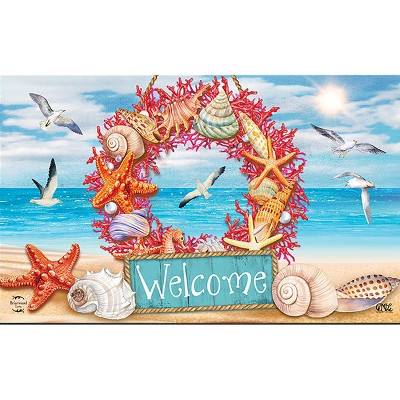 Briarwood Lane Summer Doormat 30x18 Indoor Outdoor Coral Wreath For Summer Doormat