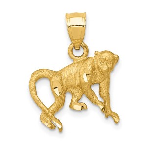 Black Bow Jewelry 14k Yellow Gold Satin and Diamond Cut Monkey Pendant - 1 of 4