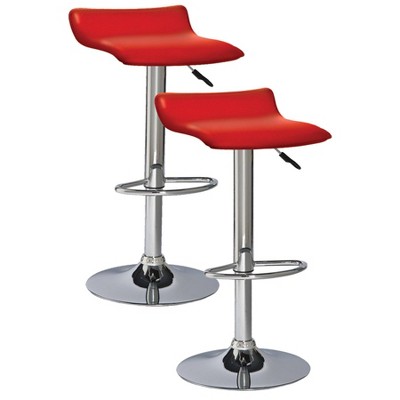 Set of 2 Adjustable Height Swivel Barstools Red - Leick Home