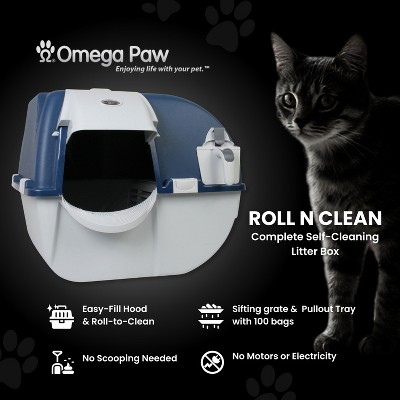 Omega Paw Roll N Clean Complete Self Cleaning Litter Box With New Bag