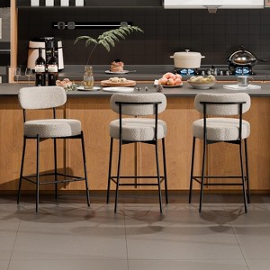 DYHOME Bar Stools Set of 3, 24 Inches Counter Height Kitchen Bar Stools with Back, Modern Metal Tall Bar Stools for Kitchen Island - 1 of 4