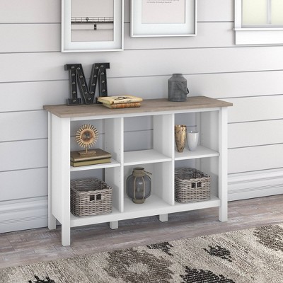 Shiplap Gray and White 6-Cube Adjustable Bookcase