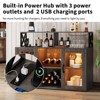 Bar Cabinet with Power Outlets, Liquor Cabinet with Led Lights and Glass Holder, Storage - 4 of 4