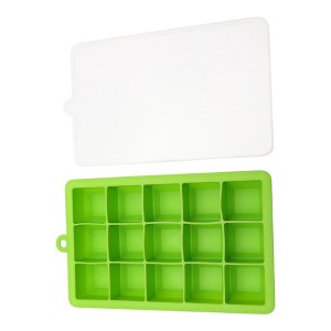 Unique Bargains 15-Cavity Small Square Ice Tray with Lid Hand Wash Only Silicone 7.87"x4.72"x1.30" 1 Pc - 1 of 3