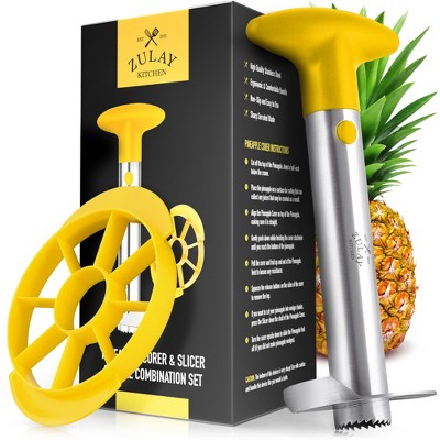 Zulay Kitchen Pineapple Corer and Slicer Tool Set - Heavy Duty Stainless Steel Pineapple Cutter