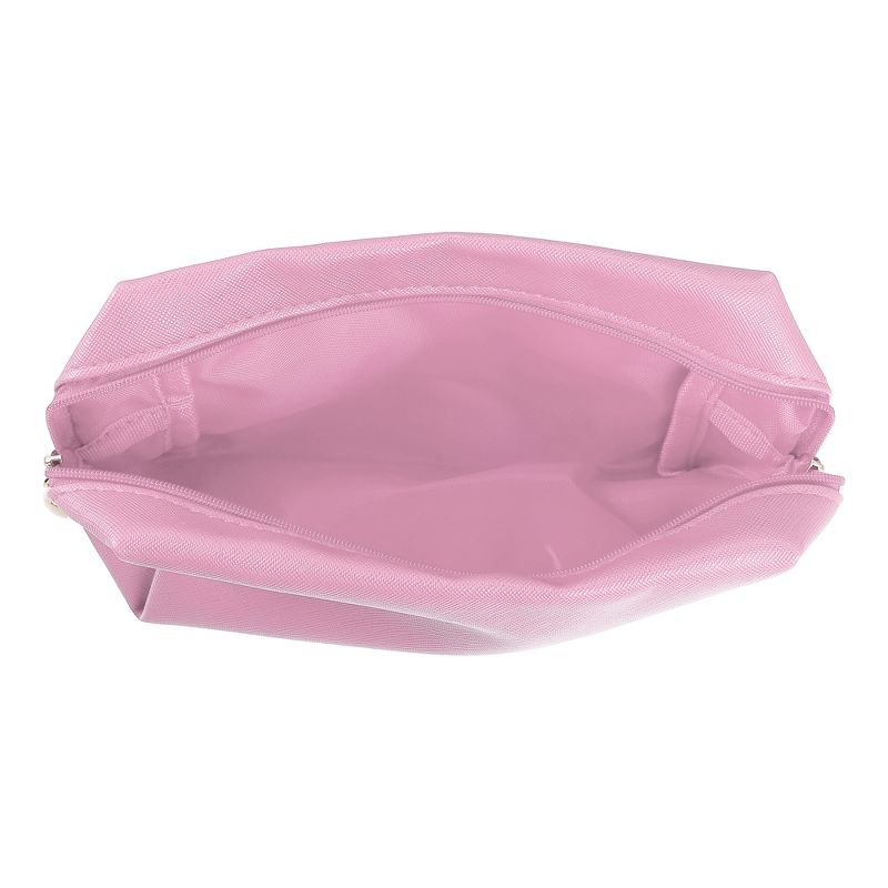 Unique Bargains PU Leather Waterproof Makeup Bag Cosmetic Case Makeup Bag for Women L Size Pink 1 Pcs, 5 of 7