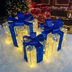 Christmas Decorations, Set of 3 Christmas Lighted Gift Boxes 140 LED Light up Present Ornament for Tree Indoor Outdoor Yard Holiday Door,Warm White - 1 of 2