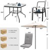 Costway 6PCS Patio Dining Set Stackable Chairs Cushioned Glass Table W/Umbrella - 4 of 4