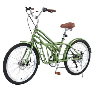 Okak 24IN Cruiser Bikes with Large Basket, 6 Speed Adult Bike with Steel Frame and Disk Brake, Commuter Bike for Men and Women - 1 of 4