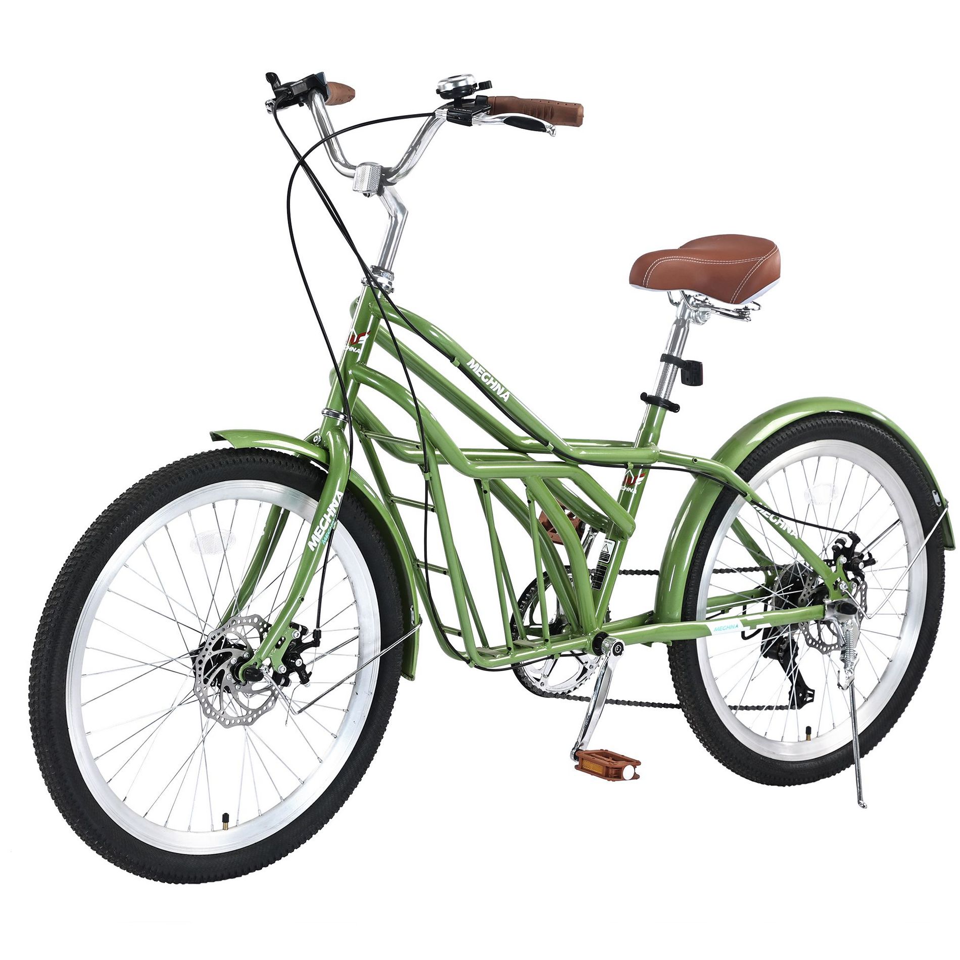 CAVINAS 24 Inch City Bike Cruiser Bikes with Steel Frame&Disk Brake, 6-Speed Commuter Bicycle in Multiple Colors, Adult Bike for Men and Women, Green