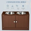 LunaLulinlk Large Elevated Dog Bowls with Storage Cabinet Containing Large 44L Capacity Brown - 2 of 4