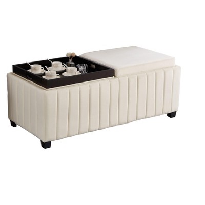 NicBex Storage Ottoman Bench for Bedroom,Storage Bench with Coffee Tray,Ottoman for Living Room, Bedroom, Entryway,White