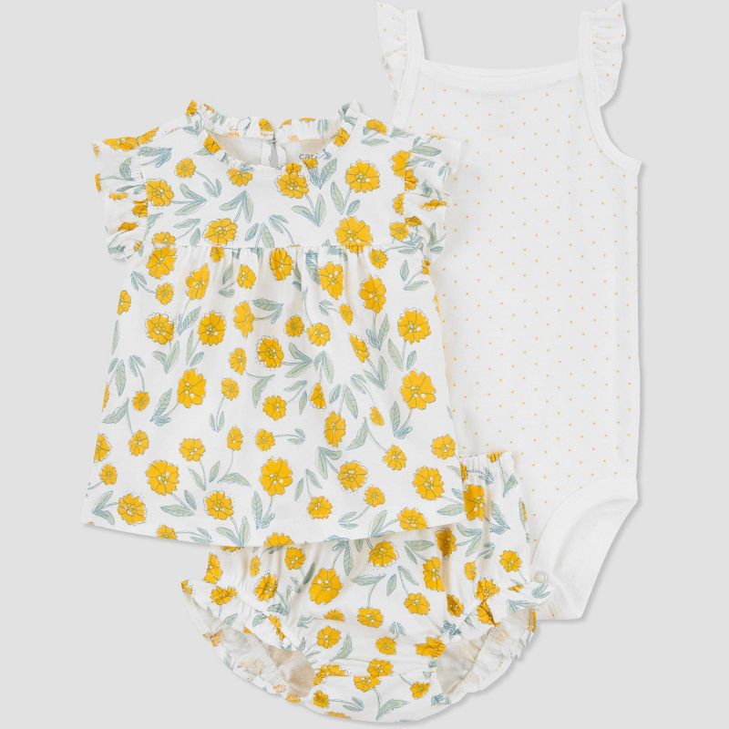 Carter's Just One You® Baby Girls' Floral Top & Bottom Set - Yellow/White, 1 of 4