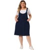 Agnes Orinda Women's Plus Size Casual Adjustable Straps Button Patch Pockets Mini Denim Jumpers - 3 of 4