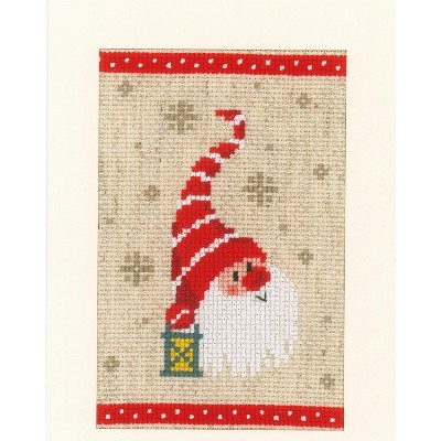 Vervaco Greeting Card Counted Cross Stitch Kit 4.25"X6" 3/Pk-Christmas Gnomes on Aida (18 Count)