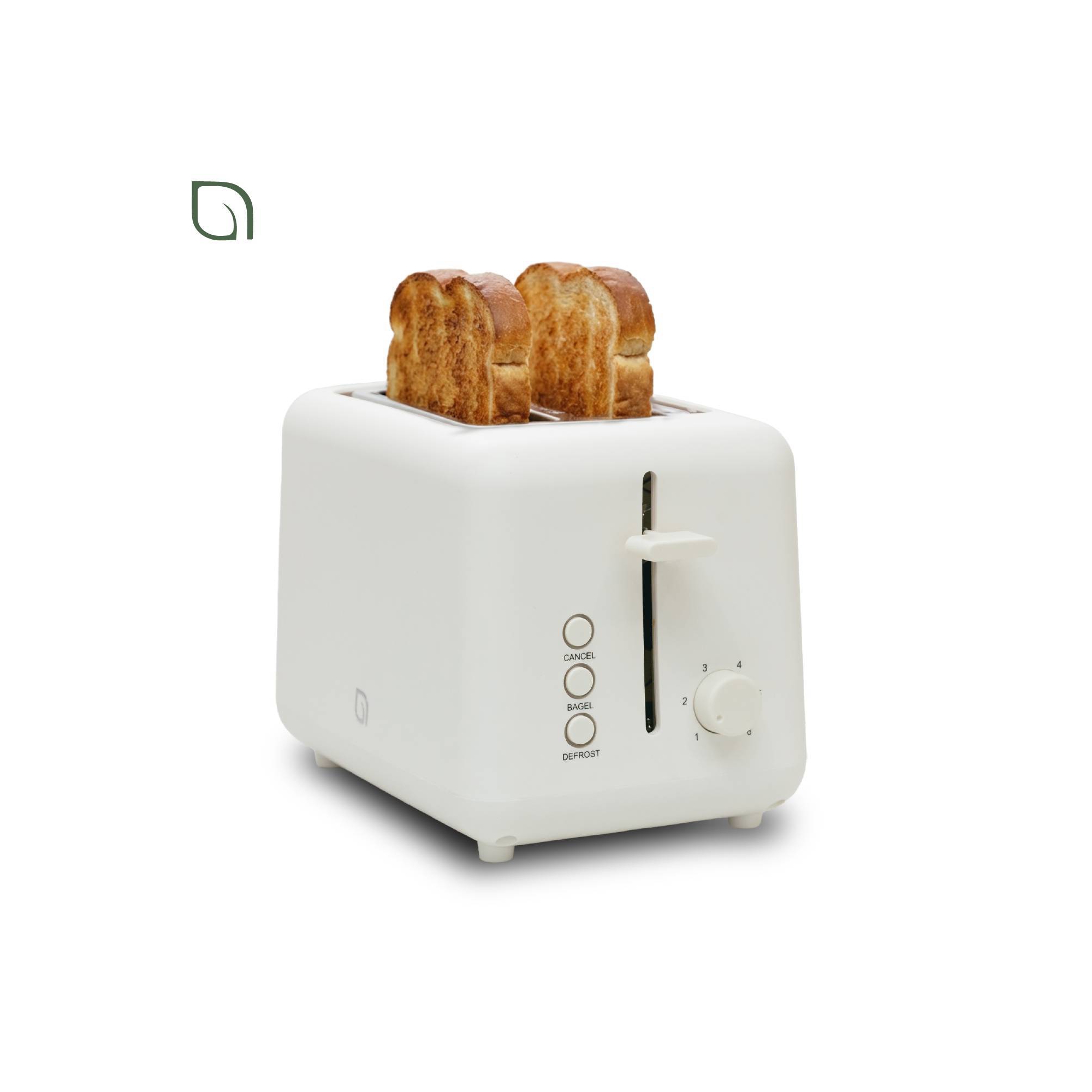 Willow Kitchen 2 Slice Toaster with Wide Slots for Bread & Bagels, 6 Toast Shade Settings & Defrost Function White