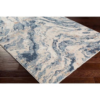 Randalia Navy and Beige Wool Blend Area Rug 2'3" x 3'9"