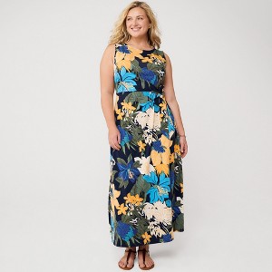 Lands' End Women's Cotton Modal Sleeveless Tie Waist Maxi Dress - 1 of 4