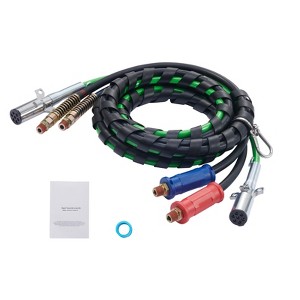 VEVOR 15FT Semi Truck Air Lines Kit, 3-in-1 Air Hoses & ABS Power Line for Semi Truck Trailer Tractor, 7-Way Plug Electrical Cord Cable - 1 of 4