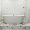 Cobbe Brushed Nickel Floor Standing Tub Faucet Single Handle Freestanding Tub Filler with Swivel Spout Hand Shower and 59-Inch Hose - 2 of 4