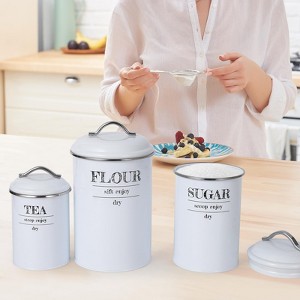 Kitchen Canisters Set, 3 Pcs Vintage Food Storage Containers with Airtight Lids - Farmhouse Coffee Tea Sugar Jars for Countertop - 1 of 4