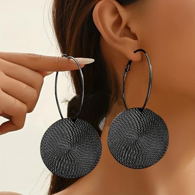 Paaaawaters Platinum Plated Woven Hoop Earrings, 4cm Textured Modern Jewelry For Women