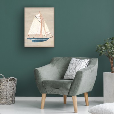 Driftwood Sailboat II Vertical Canvas Wall Art